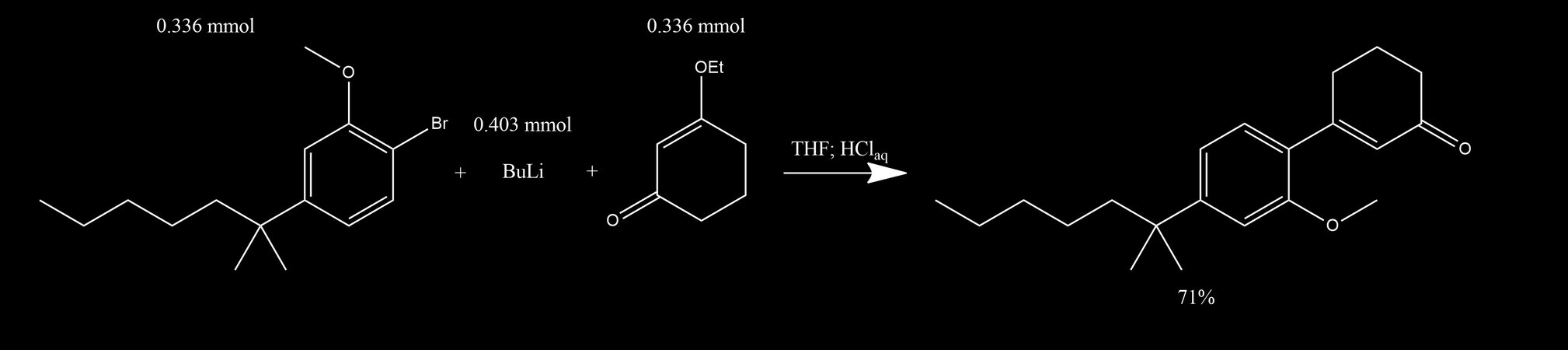 Synthesis of СР-47,497 3-2-Methoxy-4-1,1-dimethylhexyl phenyl cyclohex-2-en-1-one.jpg
